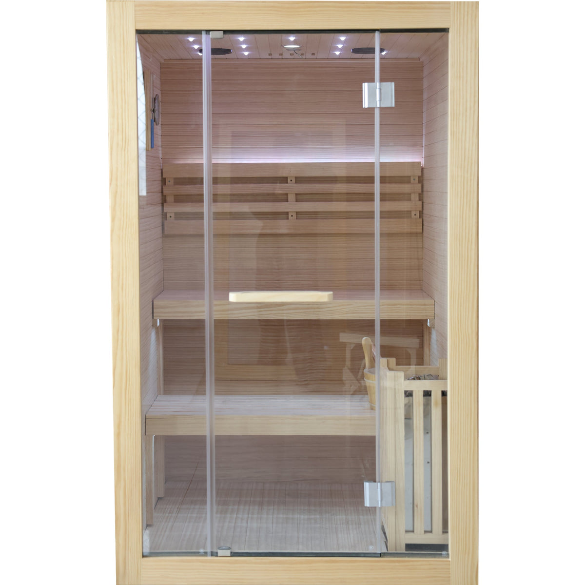 HOSAUNA 3000W Chilean Pine Two-Person Sauna with Metal Heater