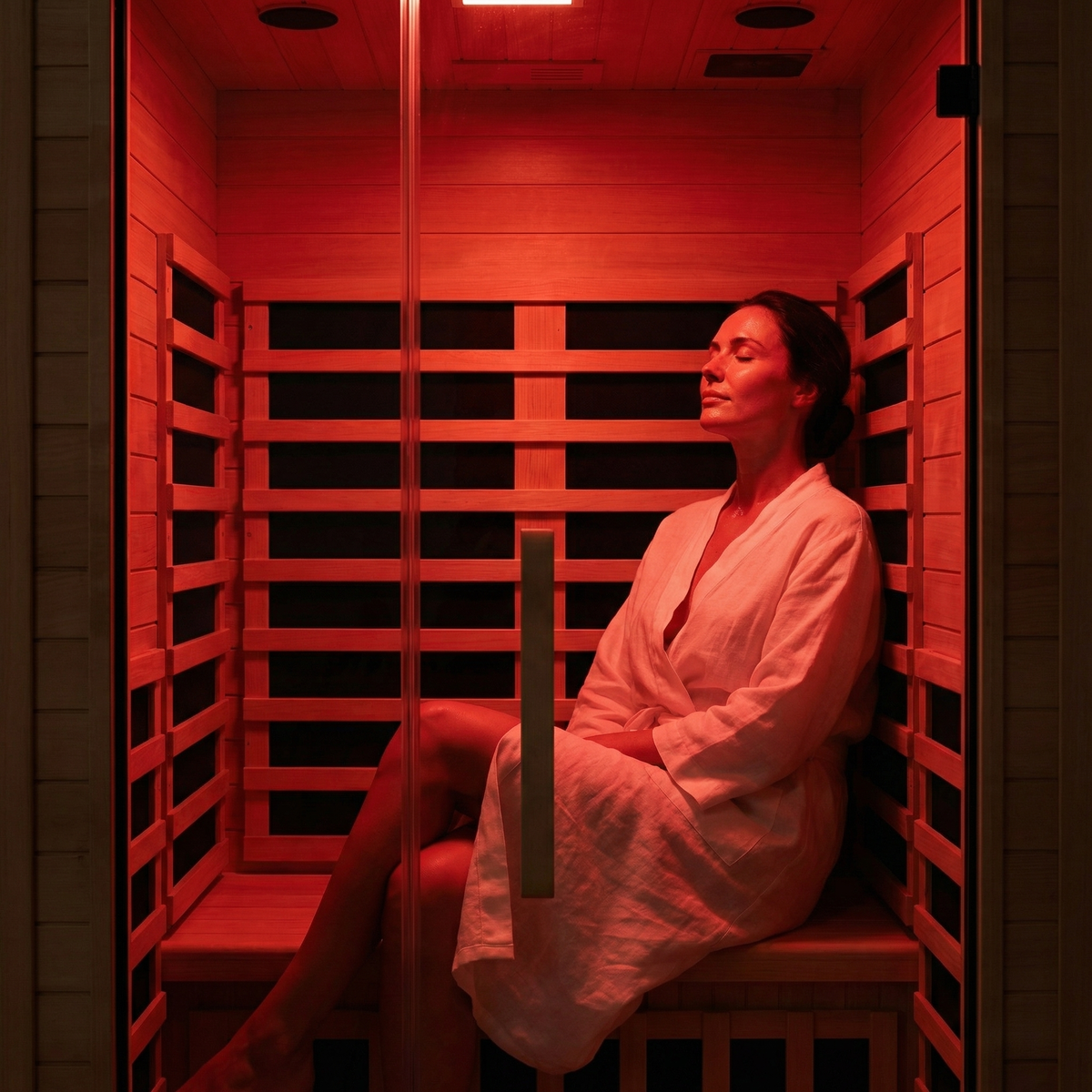 NiceBeam 1-2 Person Full-Body Premium Canadian Hemlock Infrared Sauna with Red Light